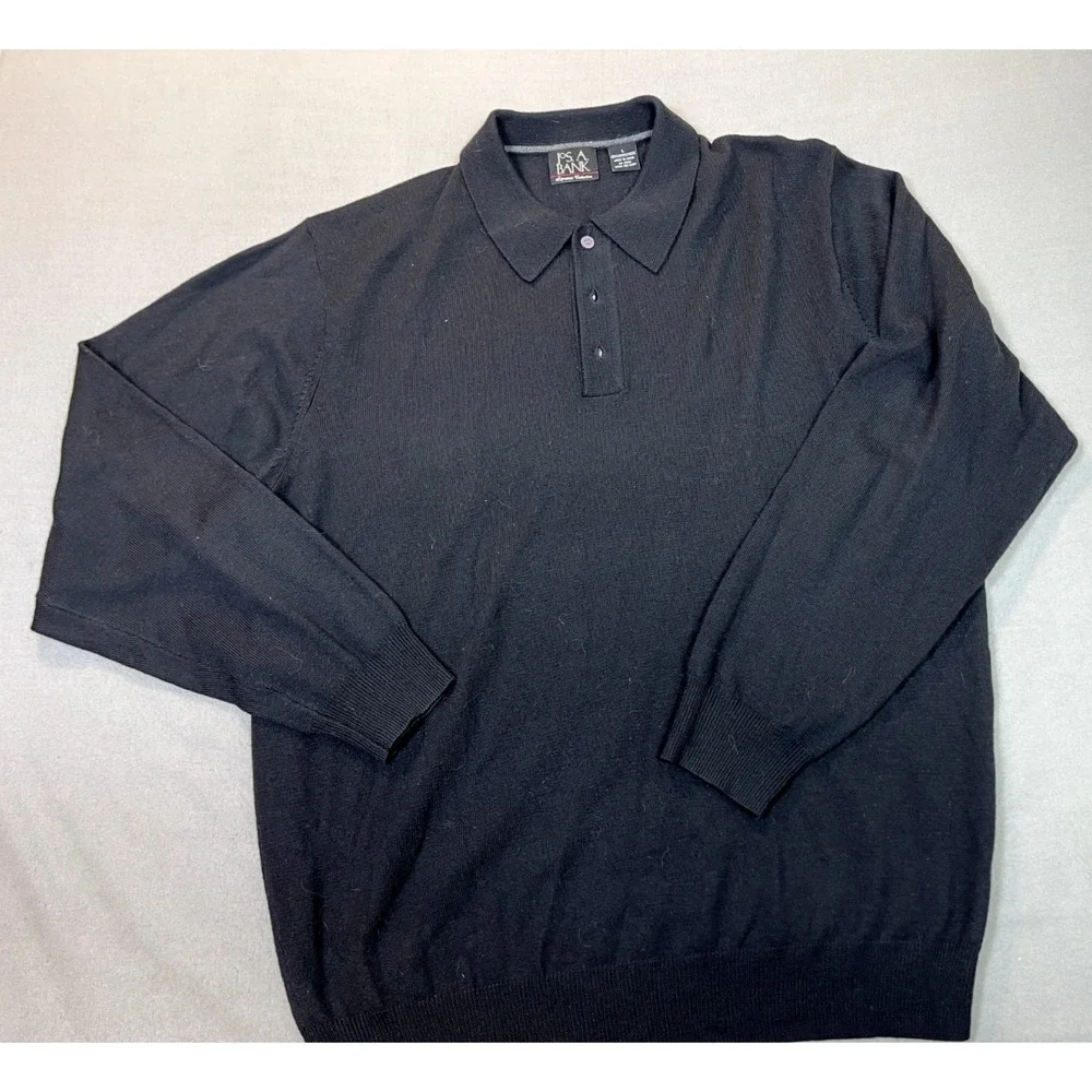 Jos. A. Bank Sweater Merino Wool Large mens Black Sweatshirt